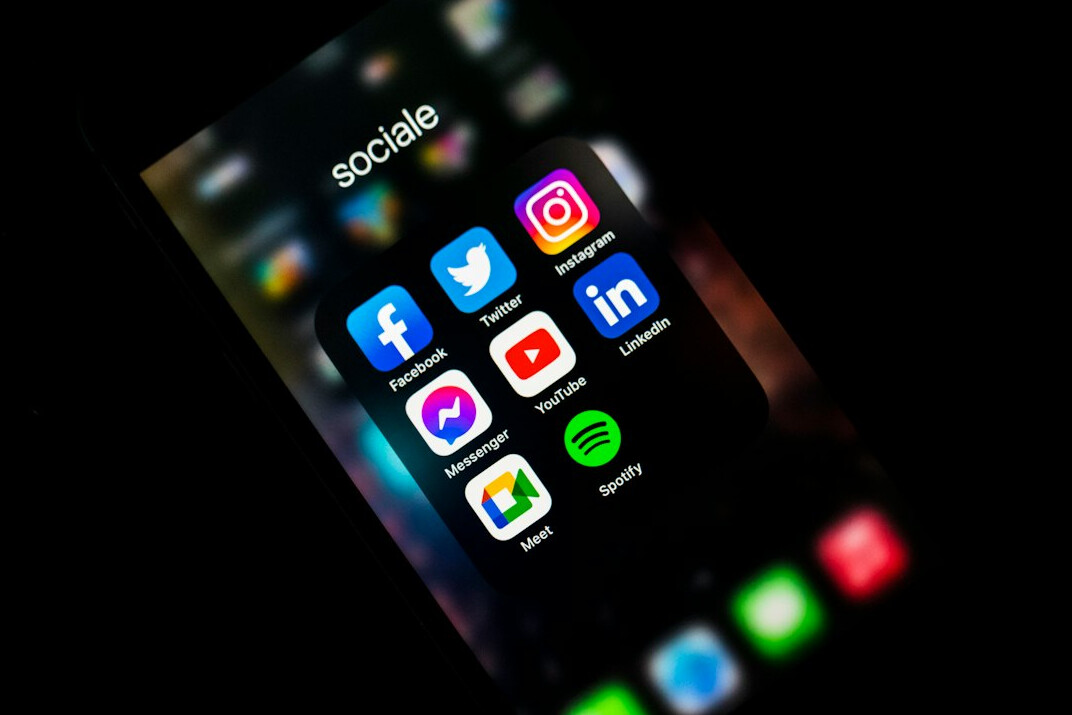 social media icons on screen