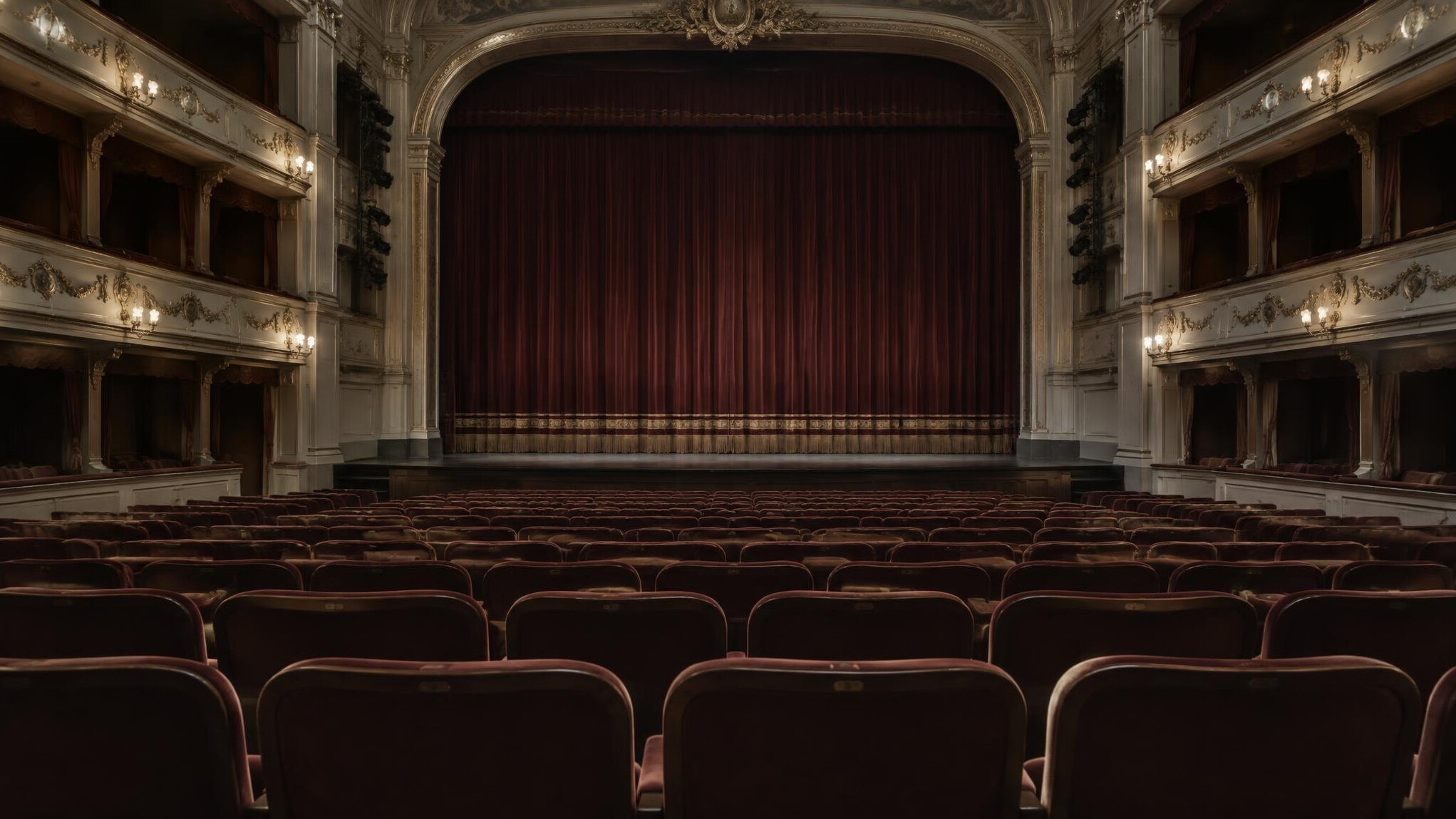 Empty theatre auditorium with rows of seats
